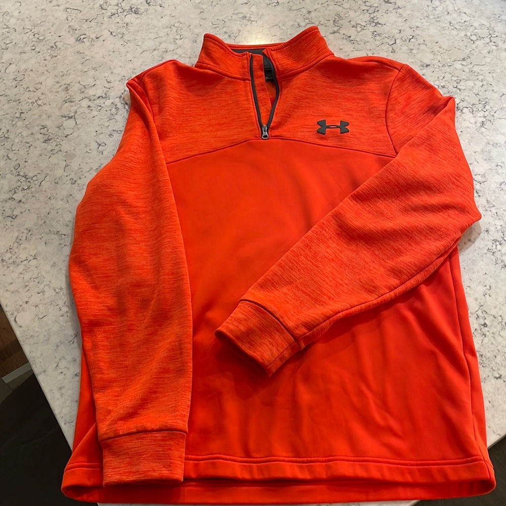 Under Armour fleece orange Small 3/4 zip pullover